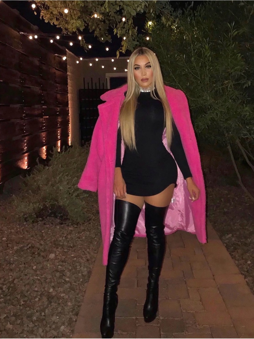 Bold Hot Pink Faux Fur Coat
